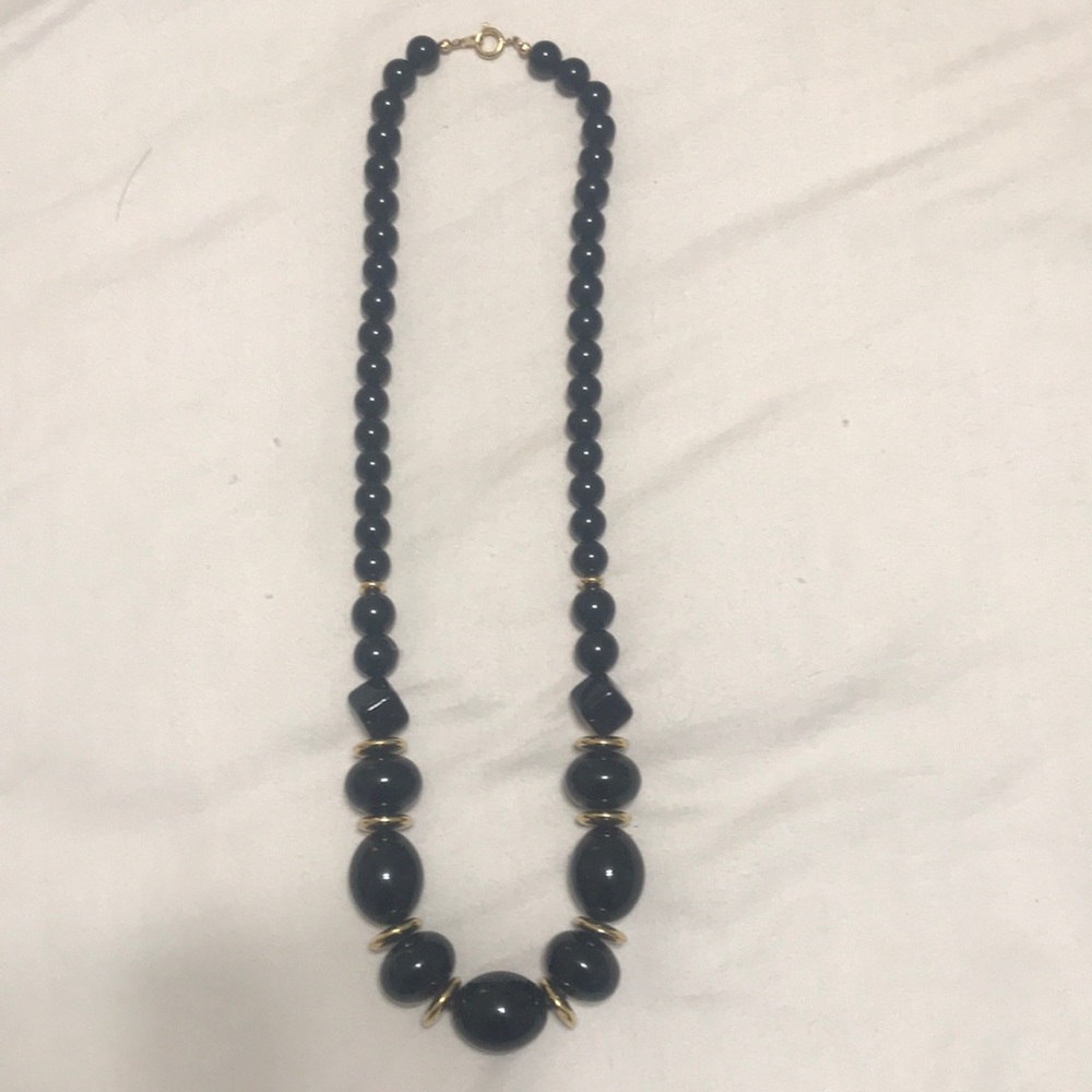 Vintage retro black statement necklace